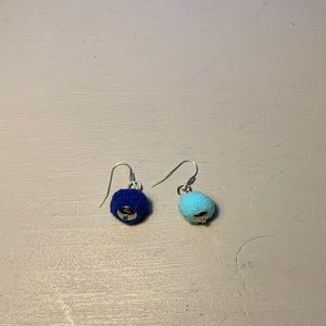 cute mismatched dark and light blue earrings!